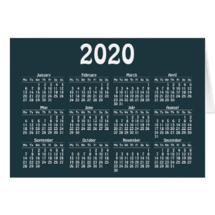 2020 calendar template Card