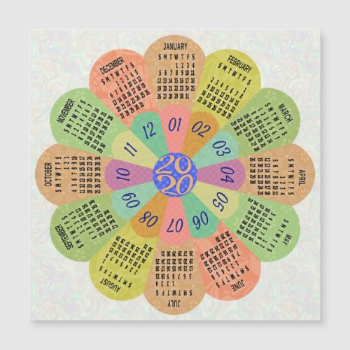 2020 Calendar Unique Boho Retro Flower Magnet