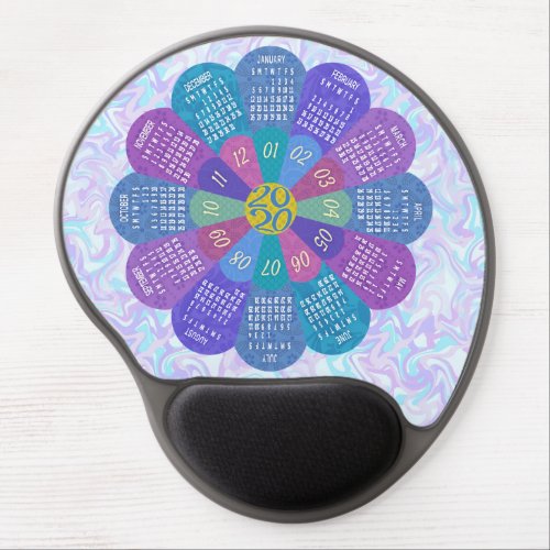 2020 Calendar Unique Round Boho Purple Flower Gel Mouse Pad