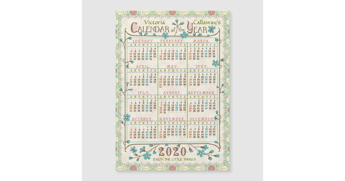 2020 Calendar Victorian Art Nouveau Custom Zazzle