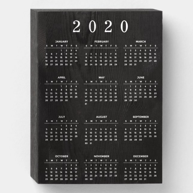 2020 Calendar Wood Desktop Sign (Front Vertical)