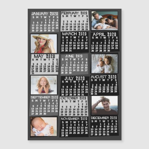 2020 Calendar Year Black Mod Photo Collage Magnet