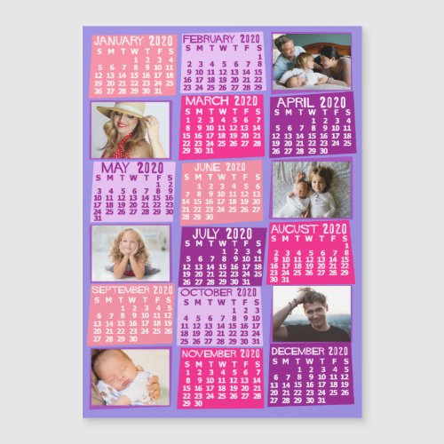 2020 Calendar Year Cute Mod Photo Collage Magnet