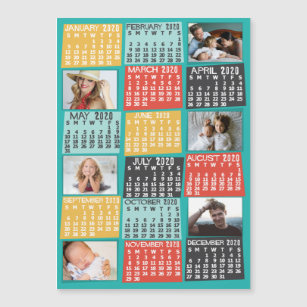 2020 Calendar Year Modern Photo Collage Magnet