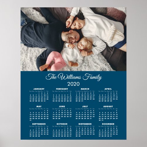 2020 Calendar Your Photo and Name Poster