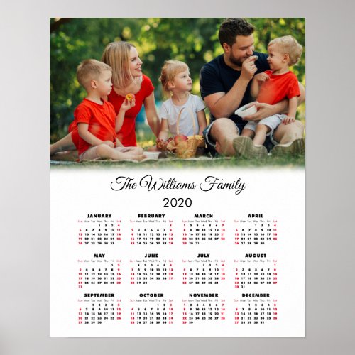 2020 Calendar Your Photo and Name Poster
