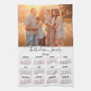 2020 Calendar Your Photo Family Name Kitchen Towel