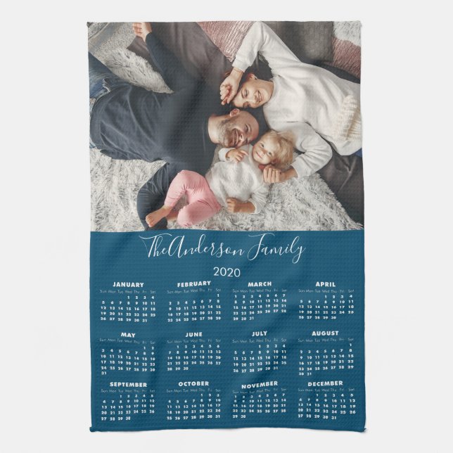 2020 Calendar Your Photo Family Name Kitchen Towel (Vertical)