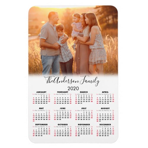 2020 Calendar Your Photo Family Name Magnet