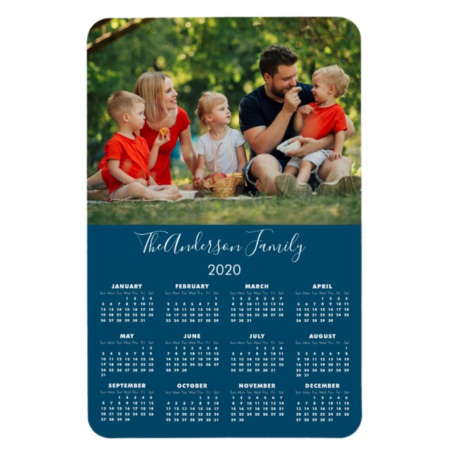 2020 Calendar Your Photo Family Name Magnet (Vertical)