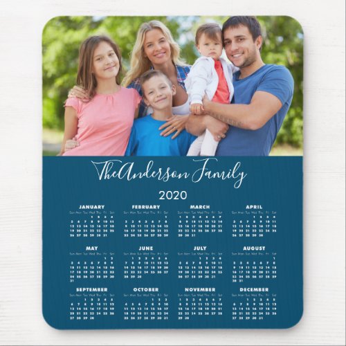 2020 Calendar Your Photo Family Name Mouse Pad