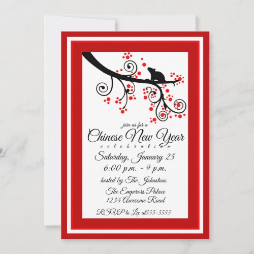 2020 Chinese New Year Rat and Flower Tree Invitation