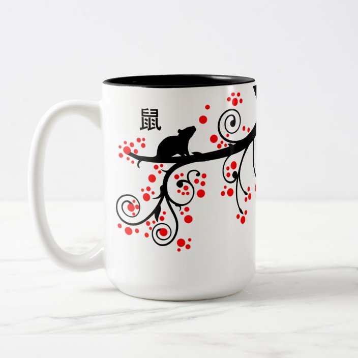 2020 Chinese New Year Rat And Flowering Tree Two Tone Coffee Mug Zazzle Com