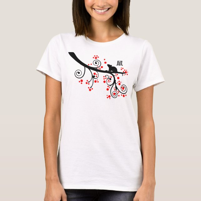 2020 Chinese New Year Rat with Flowering Tree T-Shirt (Front)