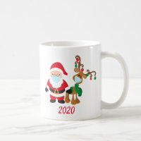 2020 Christmas Covid Reindeer Santa with Face Mask Coffee Mug