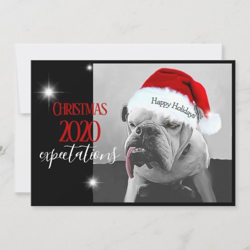 2020 Christmas expectations Huey in Santa hat Holiday Card