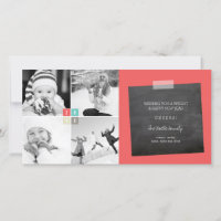 2020 Color Blocks Modern New Year 4 Photo Collage Holiday Card