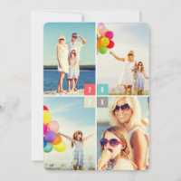 2020 Color Blocks Modern New Year 4 Photo Collage Holiday Card