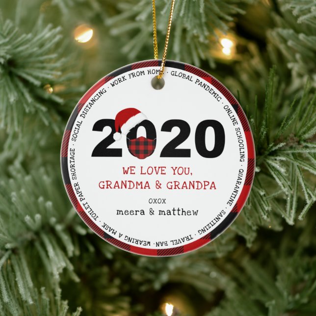 2020 COVID Grandparents Photo Ceramic Ornament (Tree)
