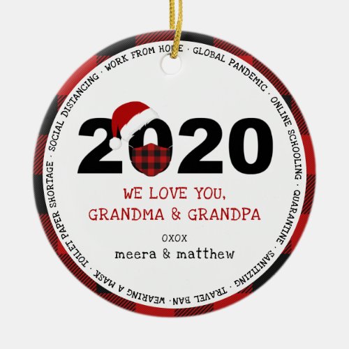 2020 COVID Grandparents Photo Ceramic Ornament