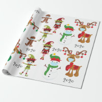2020 Covid Quarnatine Christmas Face Mask Wrapping Paper
