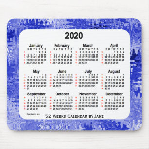 2020 Crazy Quilt Blue 52 Weeks Calendar by Janz Mouse Pad