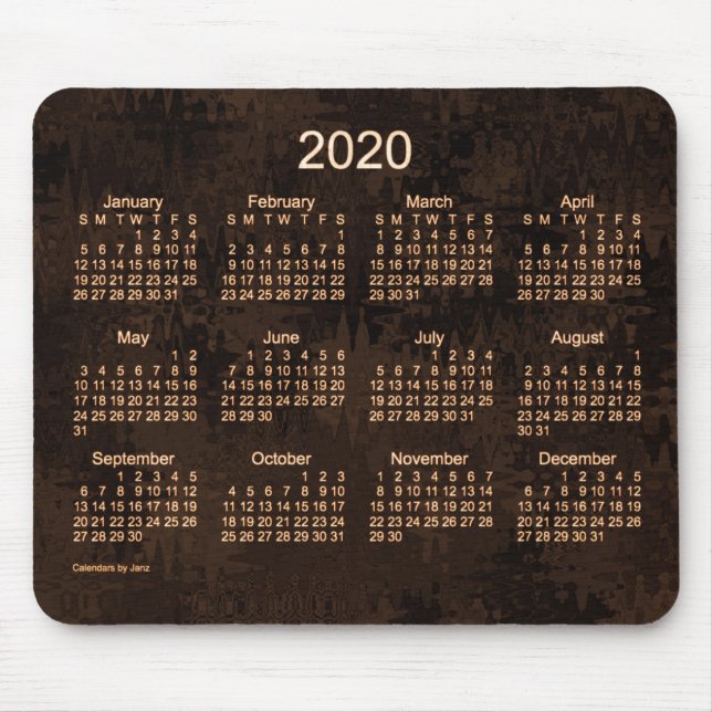 2020 Crazy Quilt Brown Calendar by Janz Mouse Pad (Front)