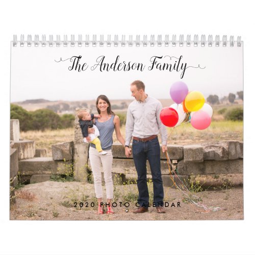 2020 Custom Photo Elegant Stylish Script Family Calendar