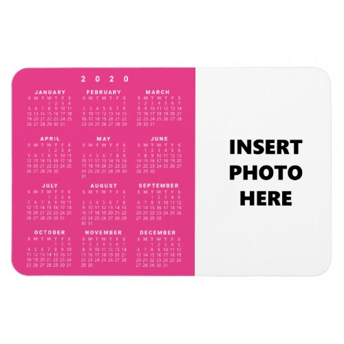 2020 Custom Photo  Hot Pink Magenta Calendar Magnet