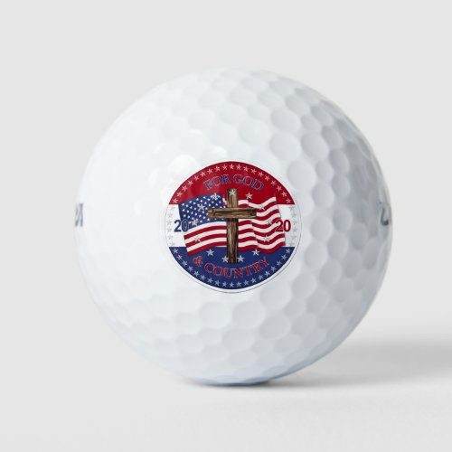 2020 For God and Country Cross And American Flag Golf Balls