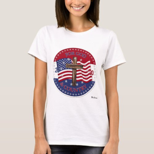 2020 For God and Country Cross And American Flag T_Shirt