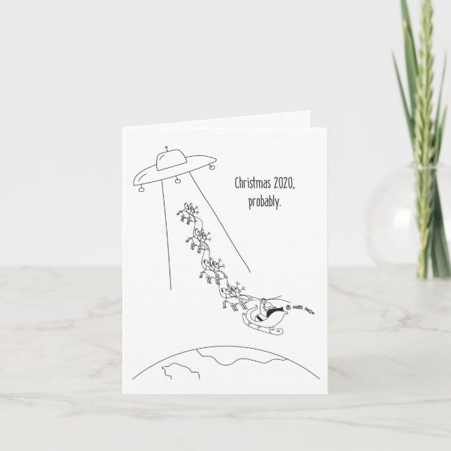 2020 Funny Christmas Card Alien Abduction of Santa (Front)