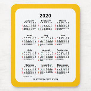 2020 Gold Two Tone 52 Week Calendar by Janz Mouse Pad