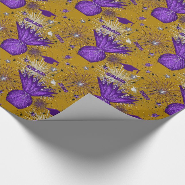 2020 Grad Centerpiece-Purple-Gold-GIFT WRAP PAPER (Corner)