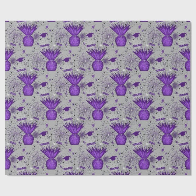 2020 Grad Centerpiece-Purple-Gray-GIFT WRAP PAPER (Flat)