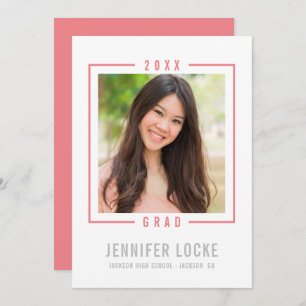 2020 GRAD INVITE photo frame chic modern coral