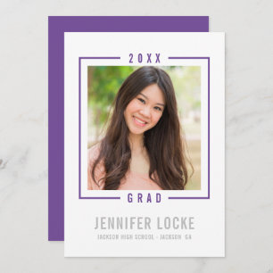 2020 GRAD INVITE photo frame chic modern purple