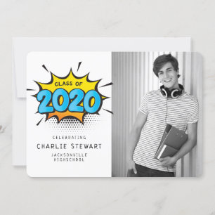 2020 GRAD PARTY comic book typography fun graduate Thank You Card