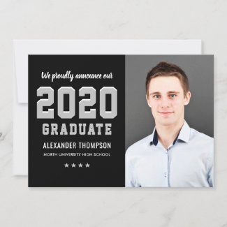 2020 Graduate | Black and Silver Graduation Photo Announcement