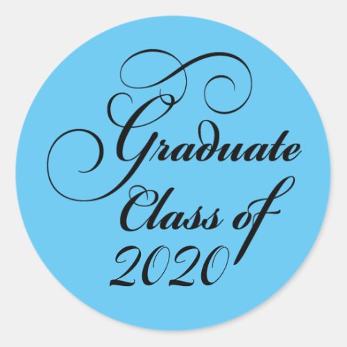 2020 Graduate Blue Graduation Party Thank You Classic Round Sticker