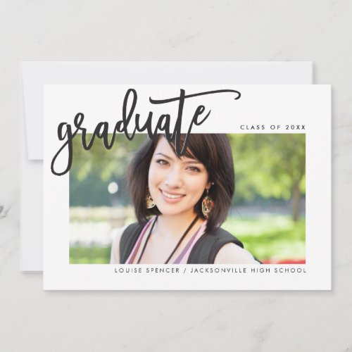 2020 GRADUATE modern lettered overlay chic black Thank You Card