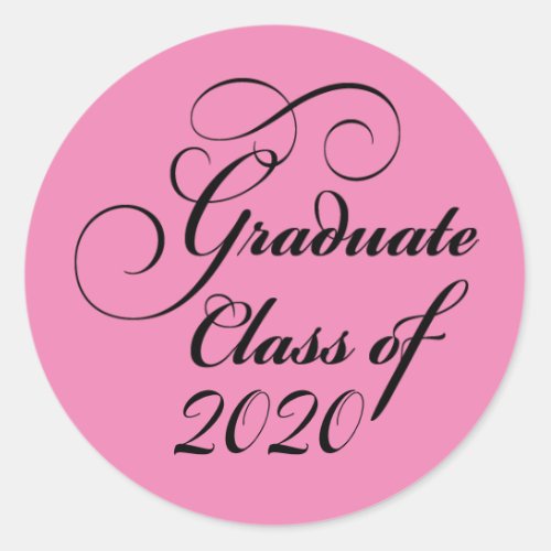 2020 Graduate Pink Graduation Party Thank You Classic Round Sticker