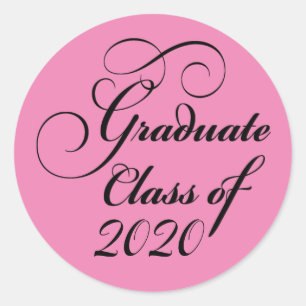 2020 Graduate Pink Graduation Party Thank You Classic Round Sticker