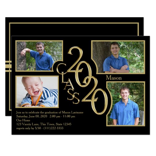 2020 graduation class of quad photo black invitation 2020 graduation party invitations