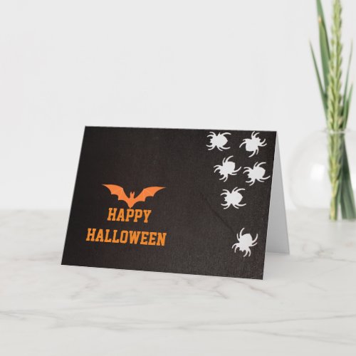 2020 Happy Halloween with Black Bat and Spider web Card