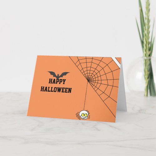 2020 Happy Halloween with Black Bat and Spider web Card