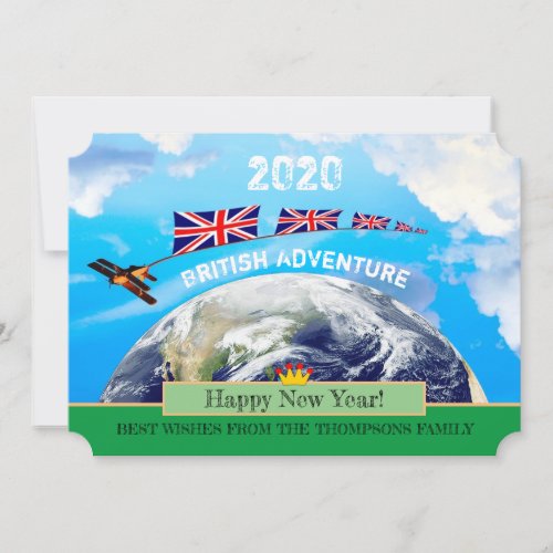 2020 Happy New Year  British Adventure Brexit Holiday Card