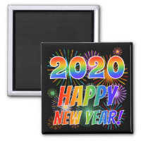 2020 HAPPY NEW YEAR!   Colorful Fireworks Pattern Magnet