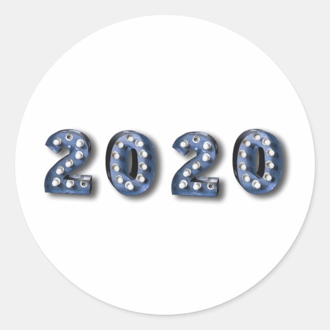 2020 Happy New Year Twenty Twenty Classic Round Sticker (Front)