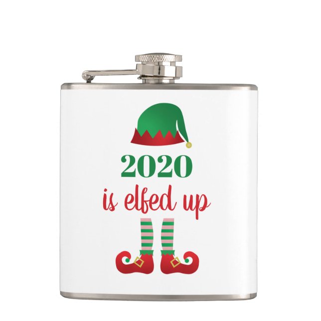 2020 Is Elfed Up Funny Christmas Saying Green Flask (Front)
